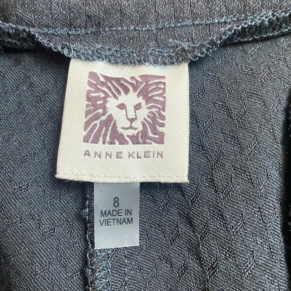 Anne Klein dress pants women’s size 8 textured black flat front chino - Picture 3 of 10